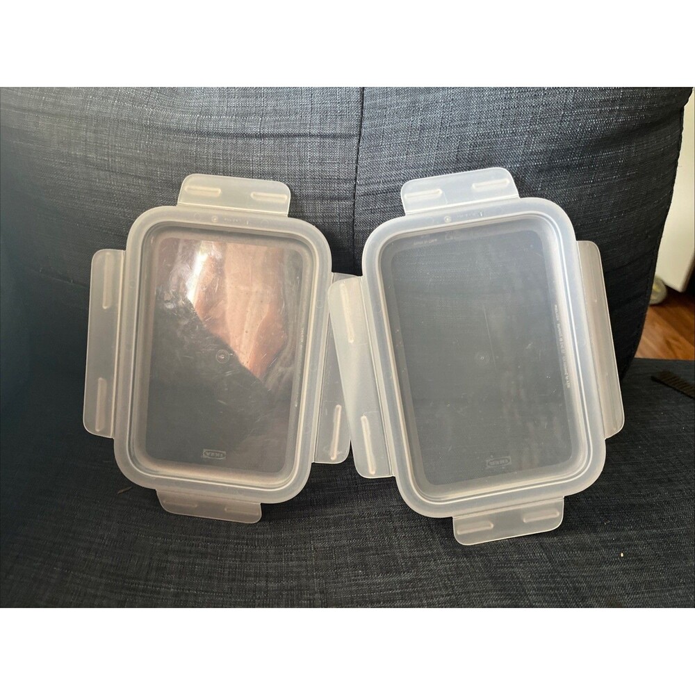 2 IKEA Plastic Tupperware Lids Removable Seal Fits 61oz